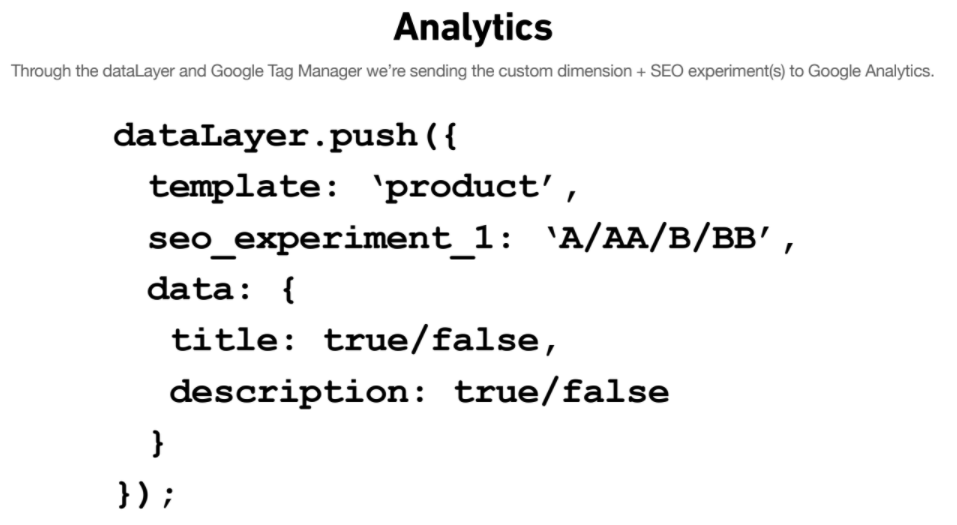 Sending dataLayer events for measuring SEO experiments